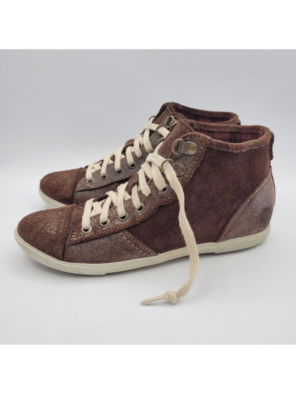 Timberland Womens Size 7.5 Sneakers Earthkeepers High Top Genuine Brown Leather